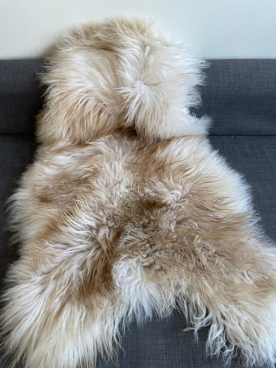 Icelandic Latté Sheepskin Rug 100% Natural Brown Tipped White
