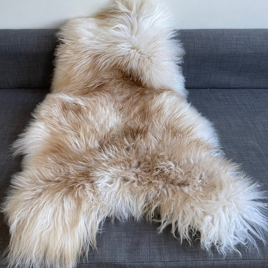 Icelandic Latté Sheepskin Rug 100% Natural Brown Tipped White
