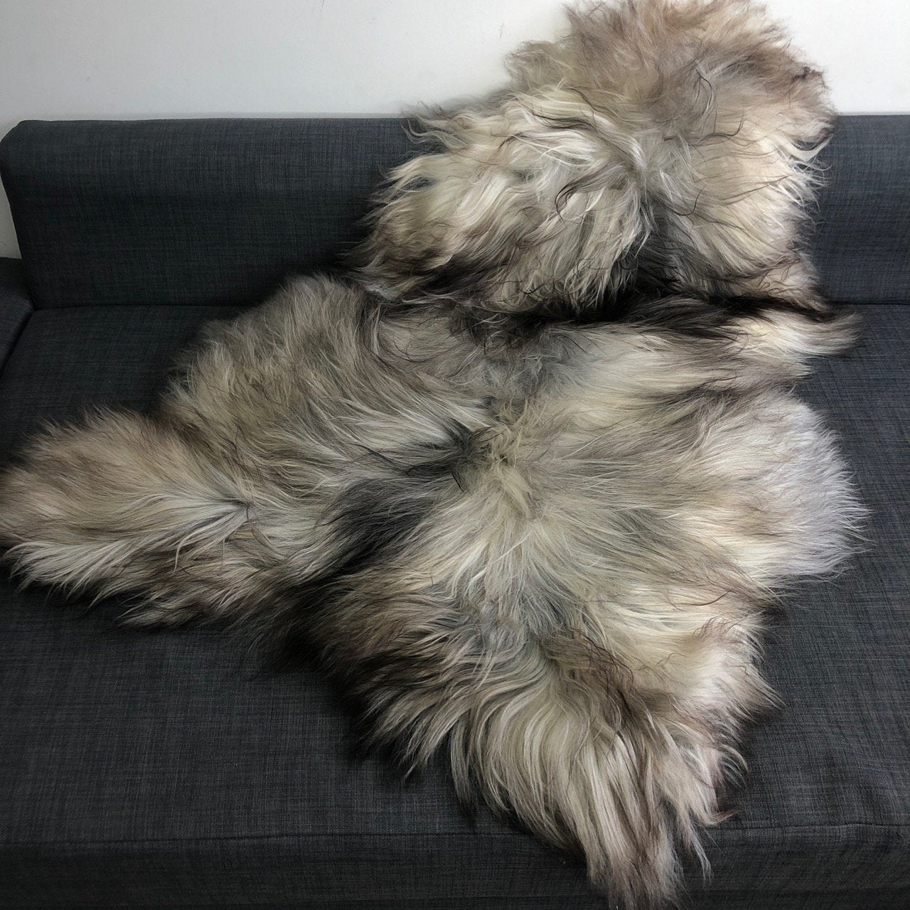 Luxury Icelandic natural light grey sheepskin, premium undyed longhair fleece, sustainably tanned, large size, soft and sumptuous by Wildash London at brixbailey.com