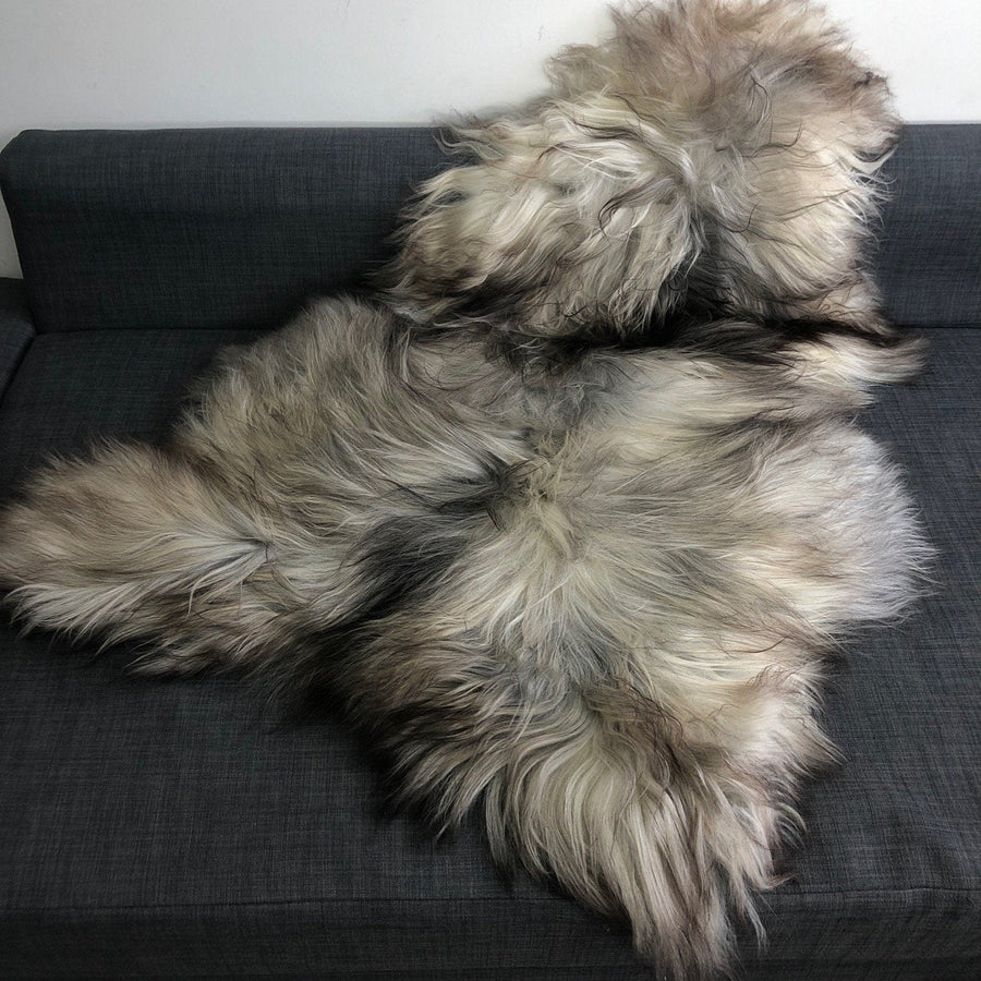 Luxury Icelandic natural light grey sheepskin, premium undyed longhair fleece, sustainably tanned, large size, soft and sumptuous by Wildash London at brixbailey.com