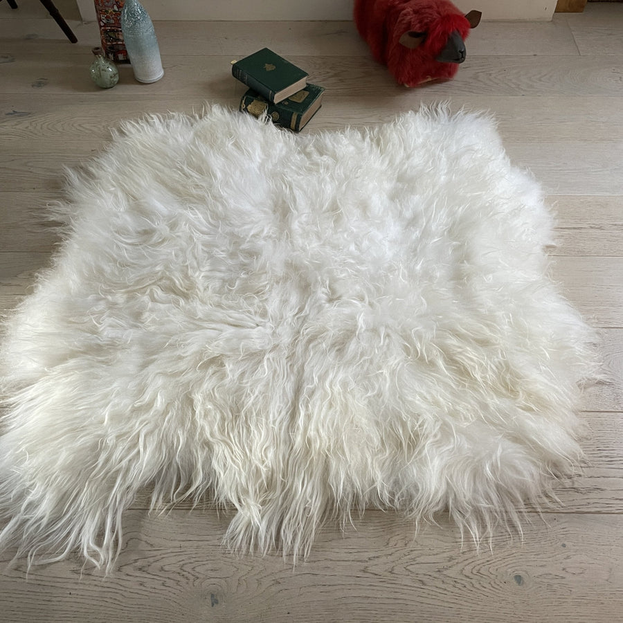 Luxury Icelandic sheepskin rug, 100% natural white long fur, handcrafted premium throw in sizes double, triple, quad, penta, sexto, octo by Wildash London at brixbailey.com
