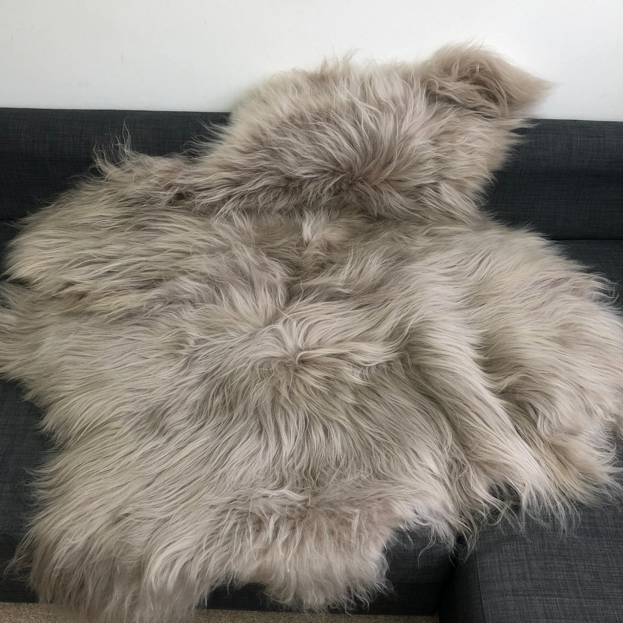 Icelandic Sheepskin Long Fur Rug Throw Dove Grey | All Sizes
