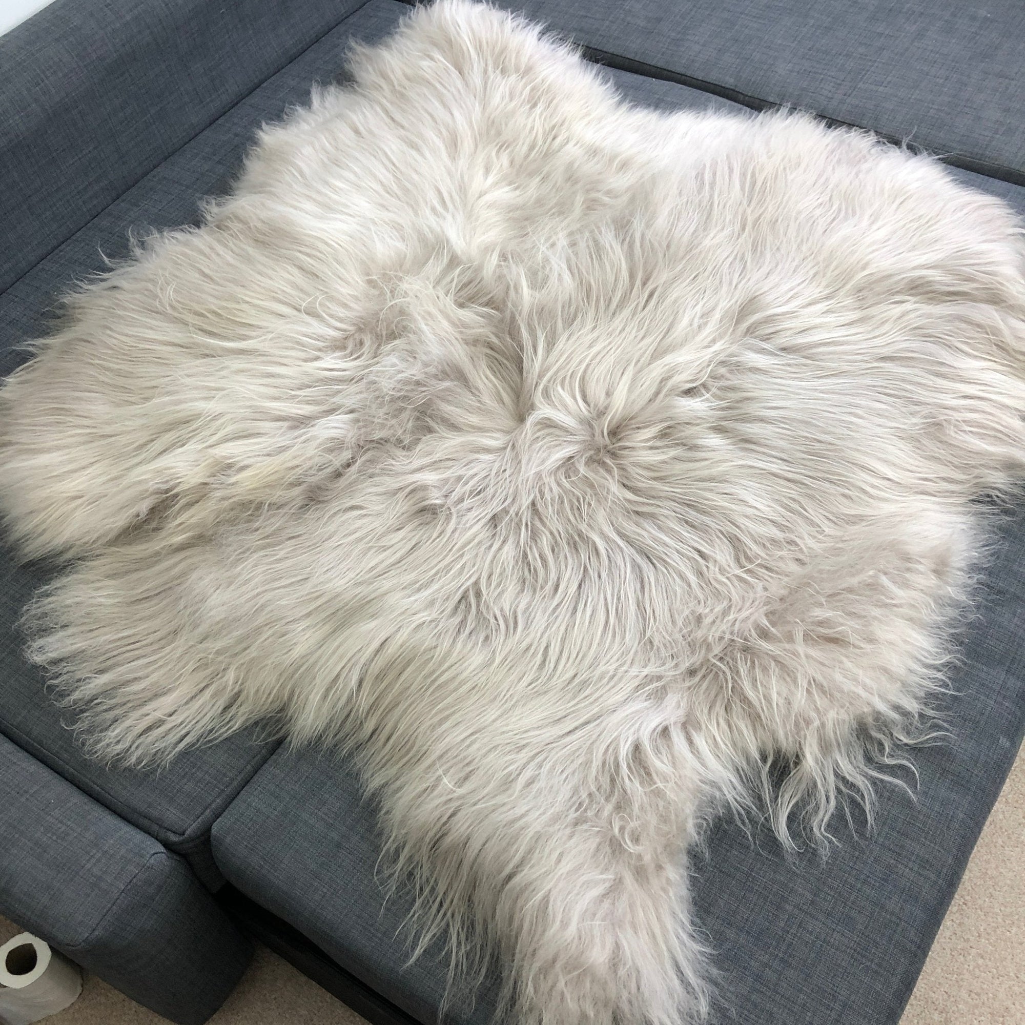 Icelandic Sheepskin Long Fur Rug Throw Dove Grey | All Sizes