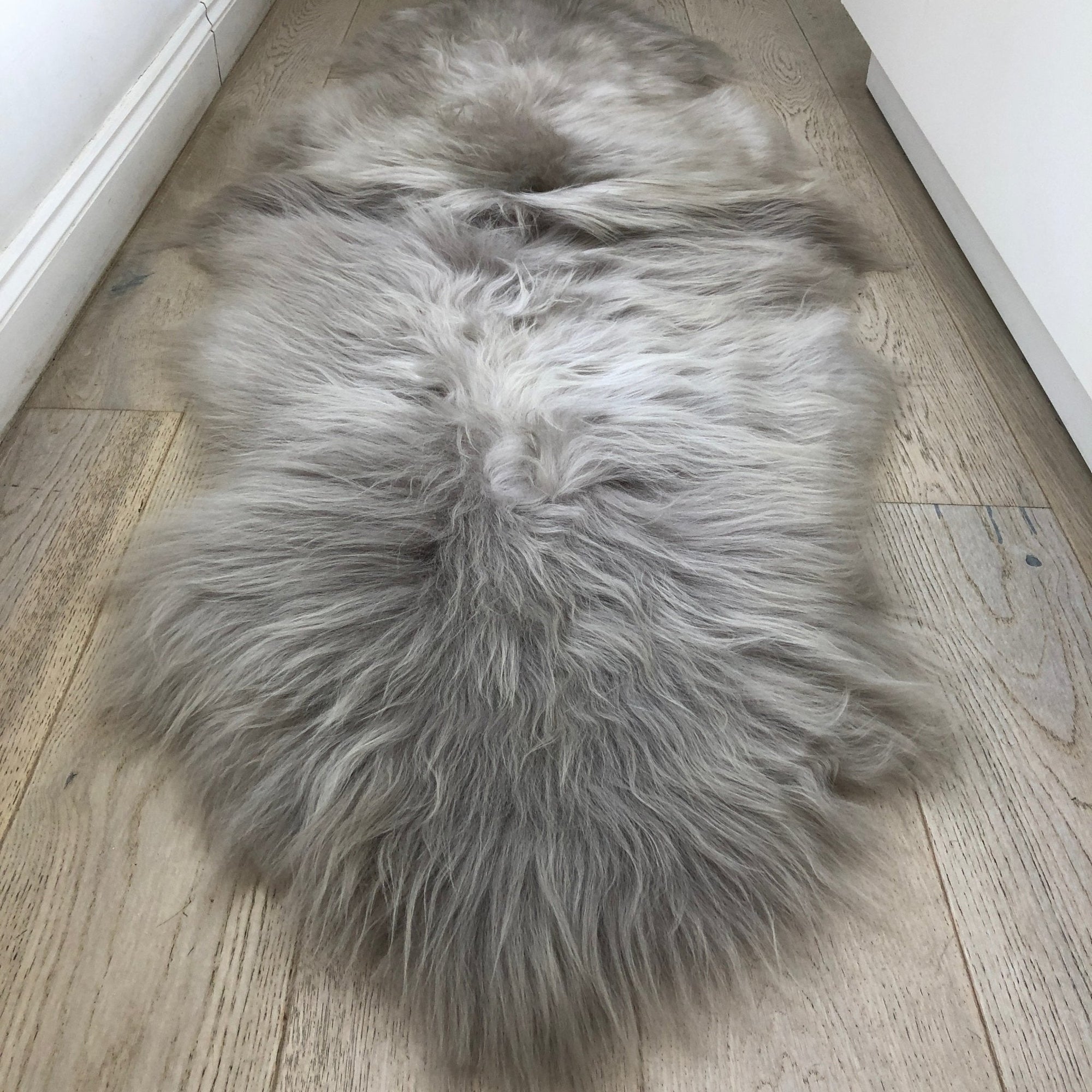 Icelandic Sheepskin Long Fur Rug Throw Dove Grey | All Sizes