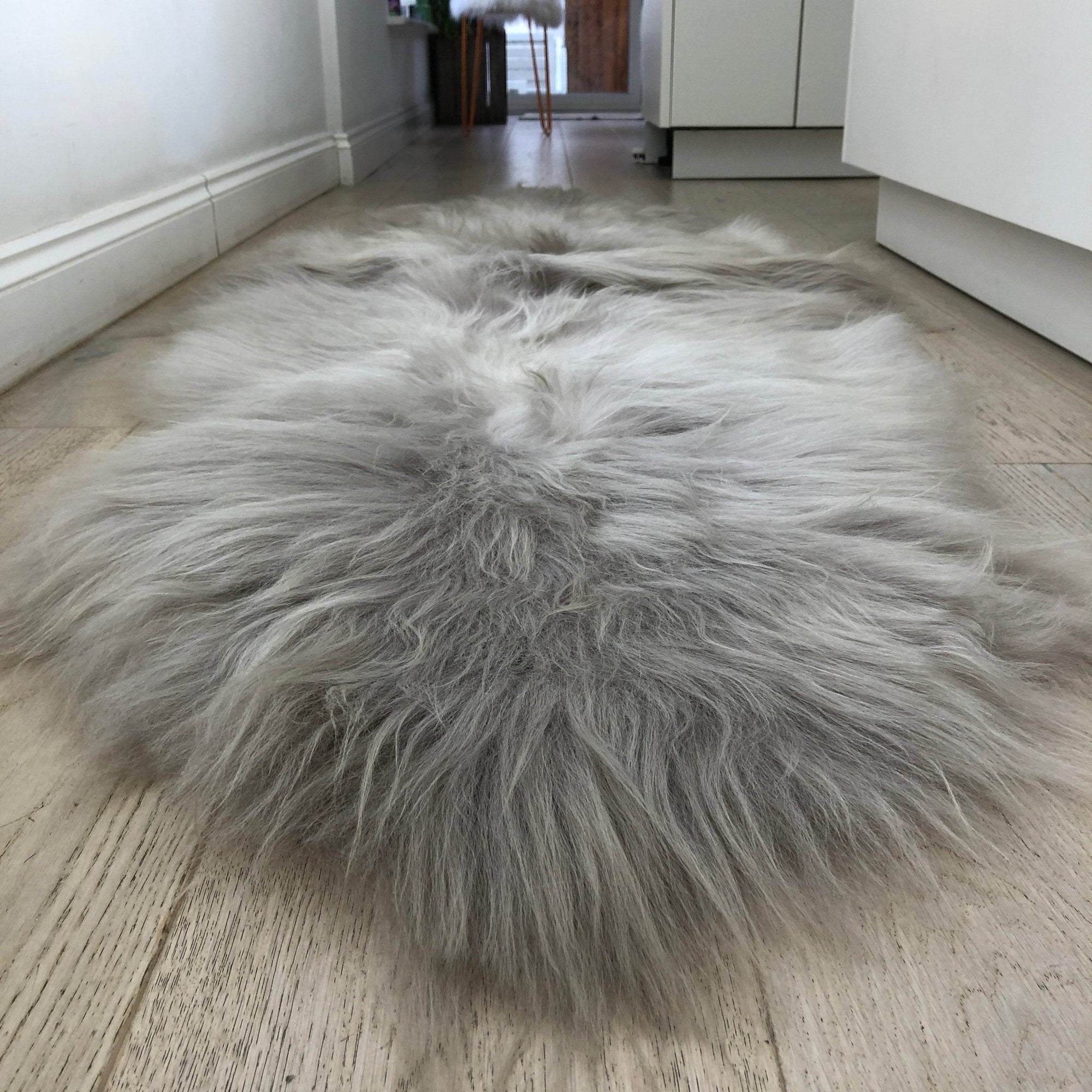 Icelandic Sheepskin Long Fur Rug Throw Dove Grey | All Sizes
