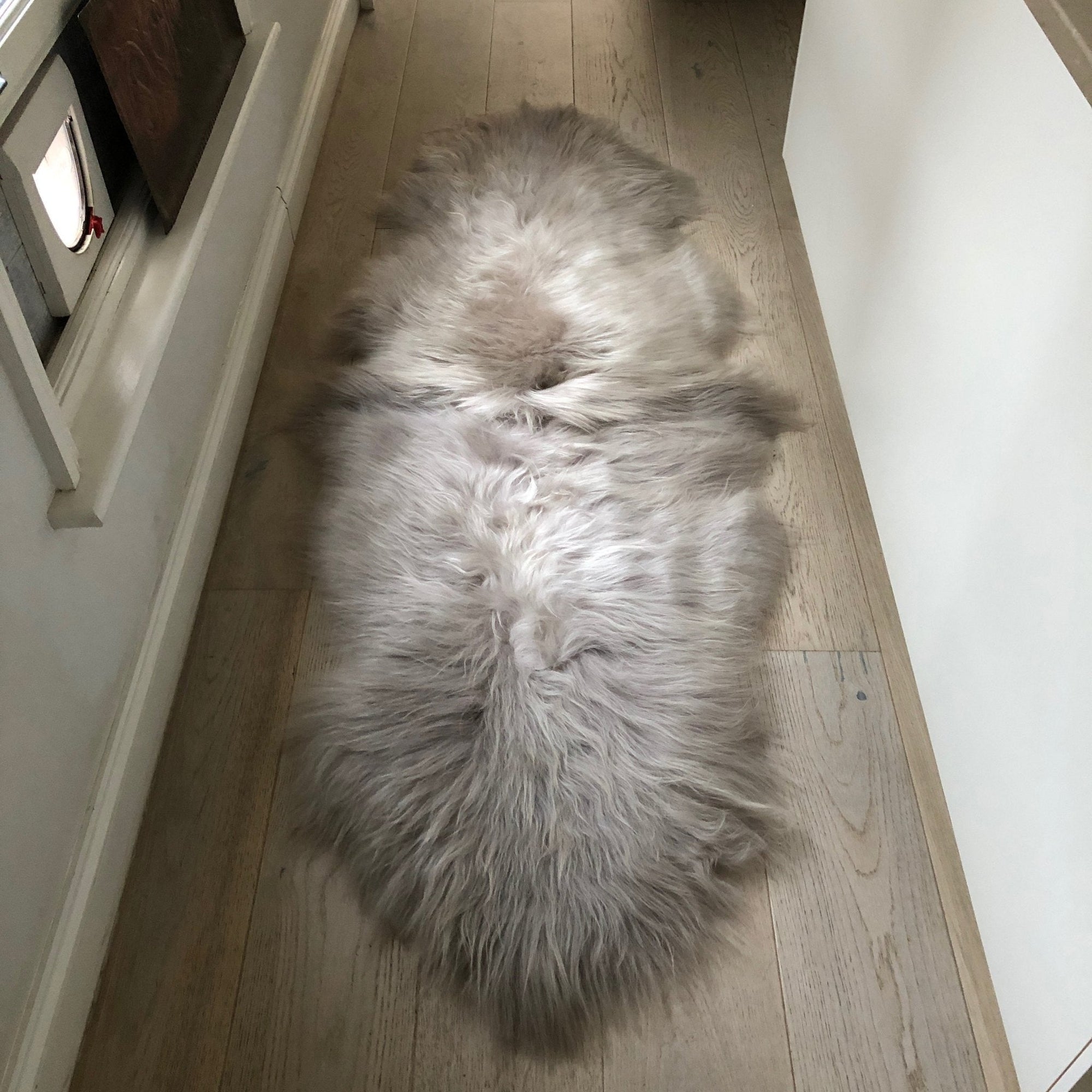 Icelandic Sheepskin Long Fur Rug Throw Dove Grey | All Sizes