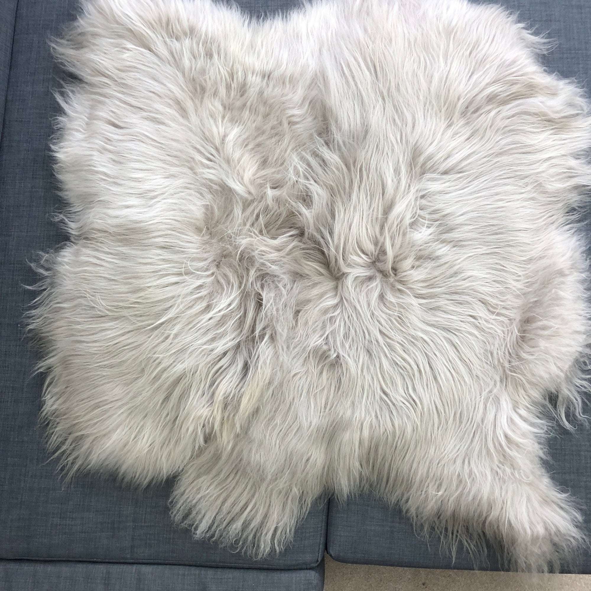 Icelandic Sheepskin Long Fur Rug Throw Dove Grey | All Sizes