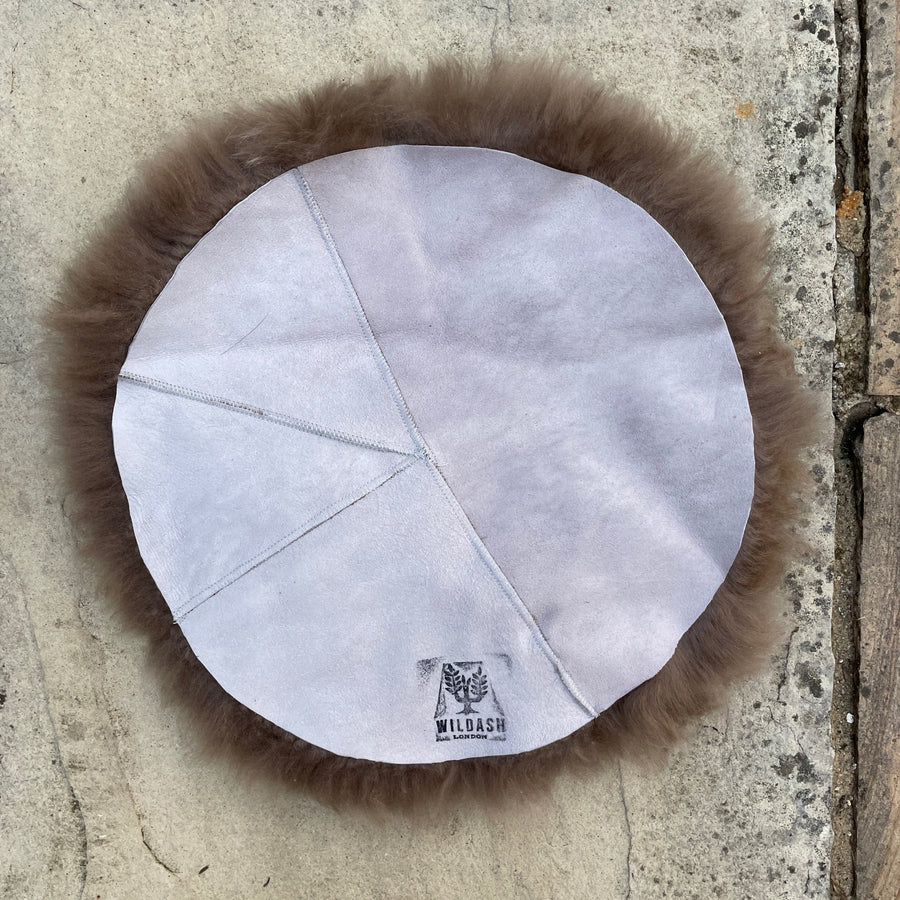 Icelandic Sheepskin Roundie Seat Cover Taupe Shorn 35cm