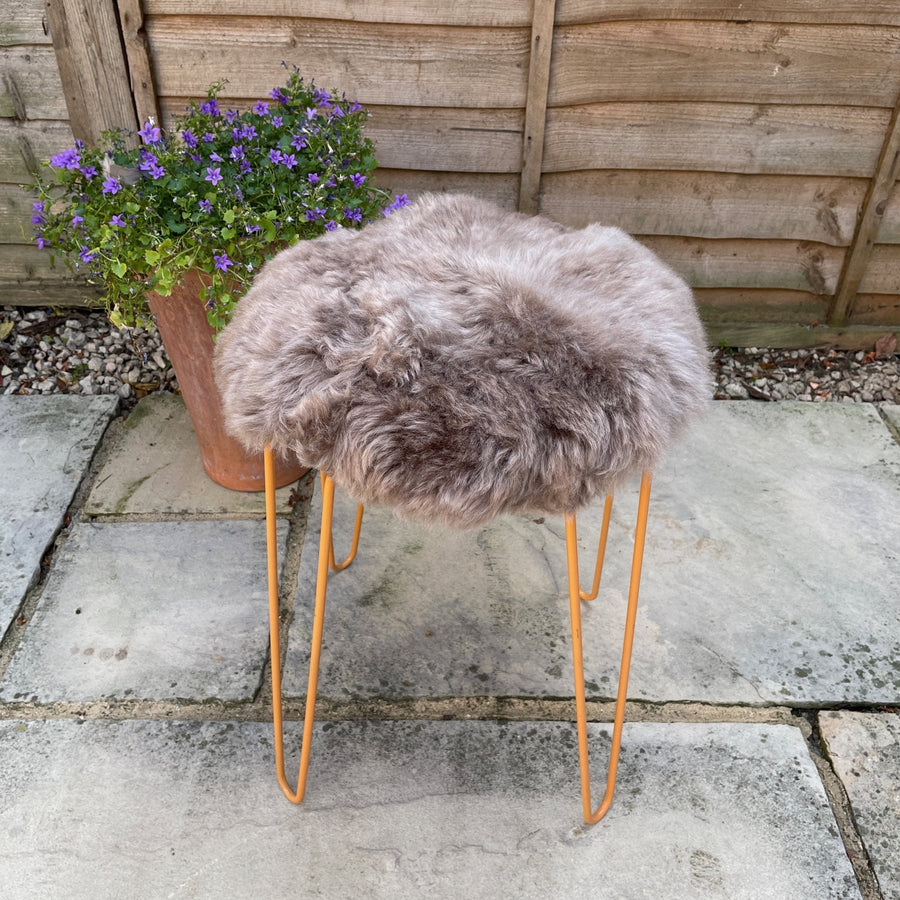 Icelandic Sheepskin Roundie Seat Cover Taupe Shorn 35cm