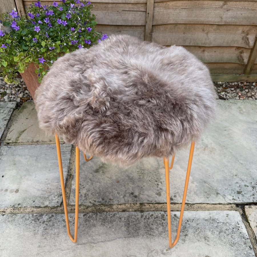 Icelandic Sheepskin Roundie Seat Cover Taupe Shorn 35cm