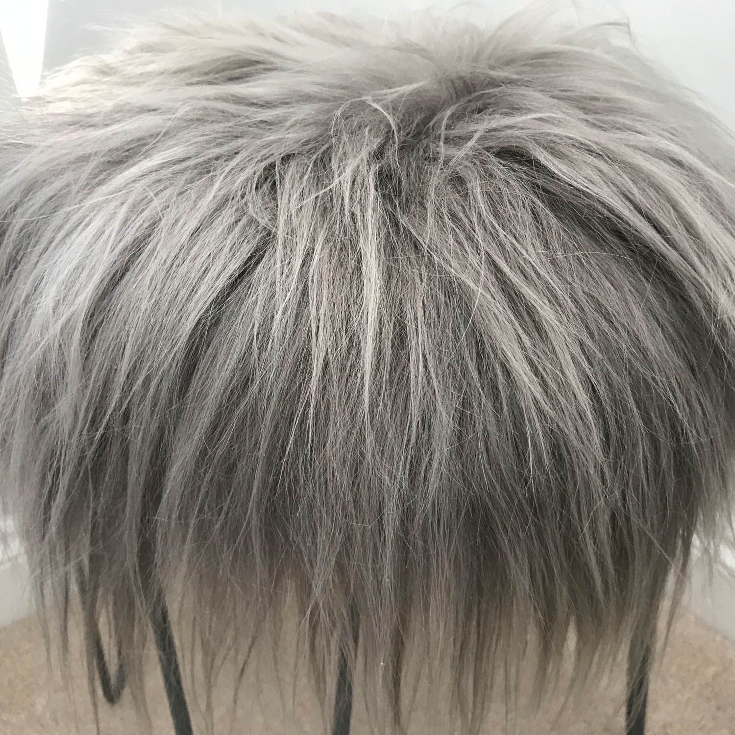 Luxury Icelandic sheepskin round seat cover, premium warm grey, handcrafted, natural organic free-range hide, 35cm by Wildash London at brixbailey.com
