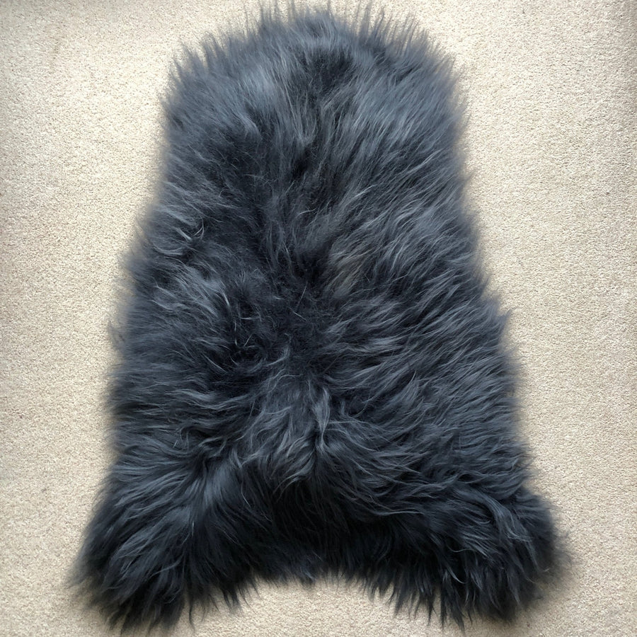 Premium Icelandic Sheepskin Rug in Graphite Grey, luxury long fur ethically sourced, stylish home decor, best-selling sustainable sheepskin by Wildash London at brixbailey.com