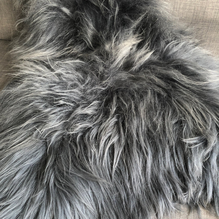 Premium Icelandic Sheepskin Rug in Graphite Grey, long fur luxury sustainable ethically sourced handcrafted stylish home decor by Wildash London at brixbailey.com