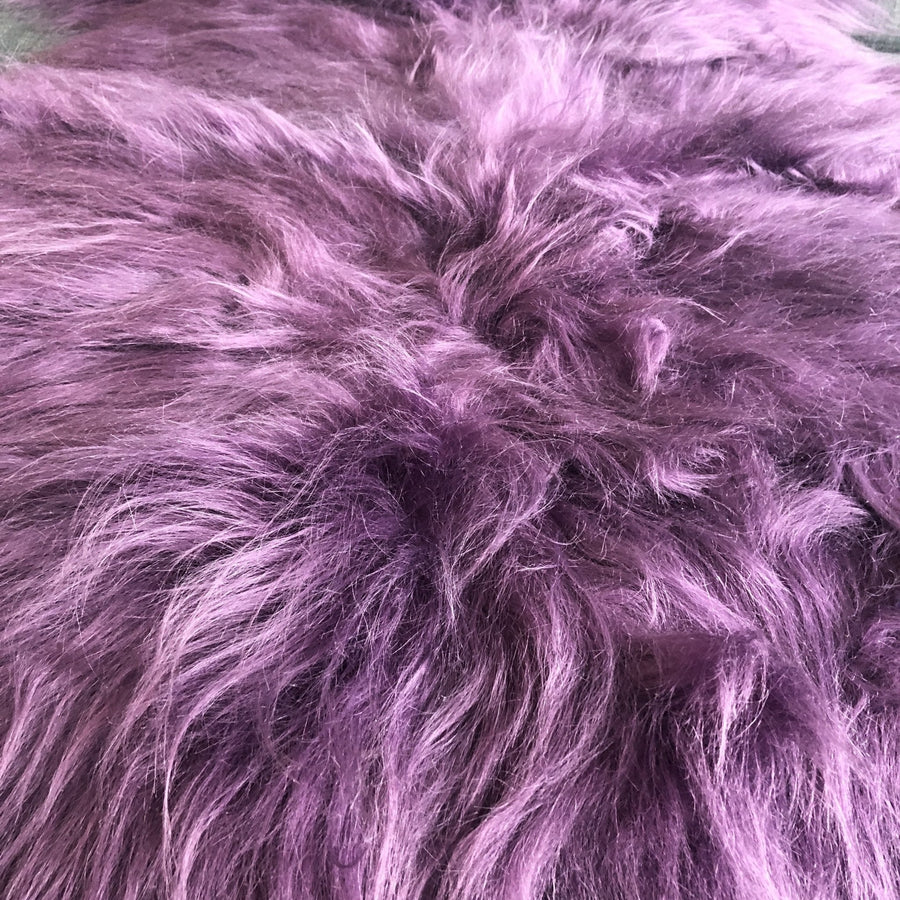 Luxury Icelandic sheepskin rug in African Violet Purple, premium long fur throw, ethically sourced, best-selling large sheepskin by Wildash London at brixbailey.com