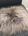 Luxury premium Icelandic sheepskin square seat cover, 37cm taupe, handcrafted free-range organic fur, best-selling sustainable home decor by Wildash London at brixbailey.com