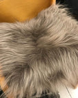 Luxury Icelandic sheepskin square seat cover, premium taupe, handcrafted free-range sheepskin, 37cm, sustainable and hypoallergenic by Wildash London at brixbailey.com