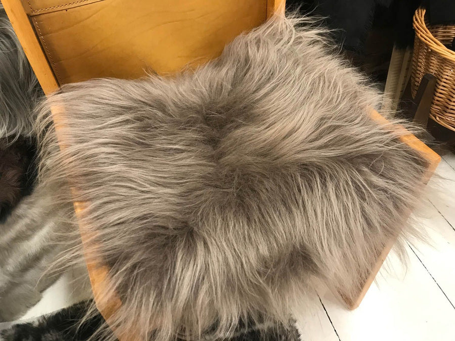Icelandic Sheepskin Square Seat Cover 37cm Taupe