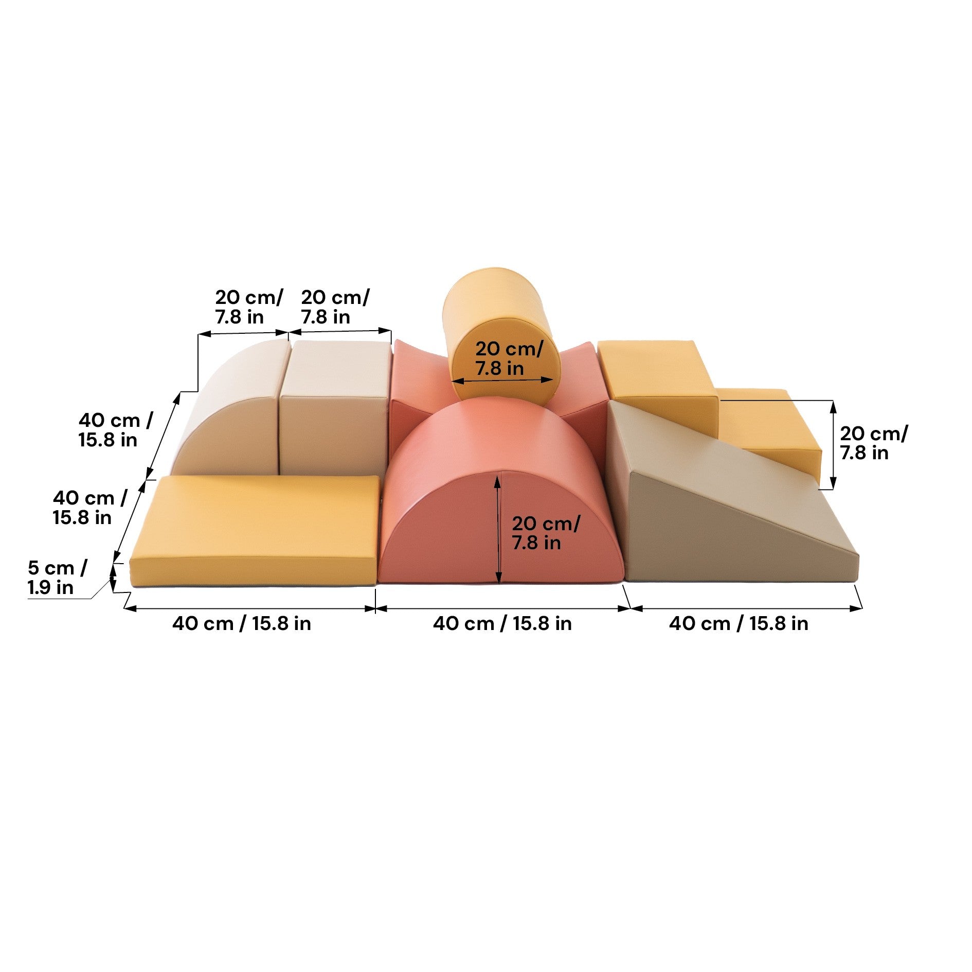 Soft Play Eight Foam Block Set in Pastel Pink