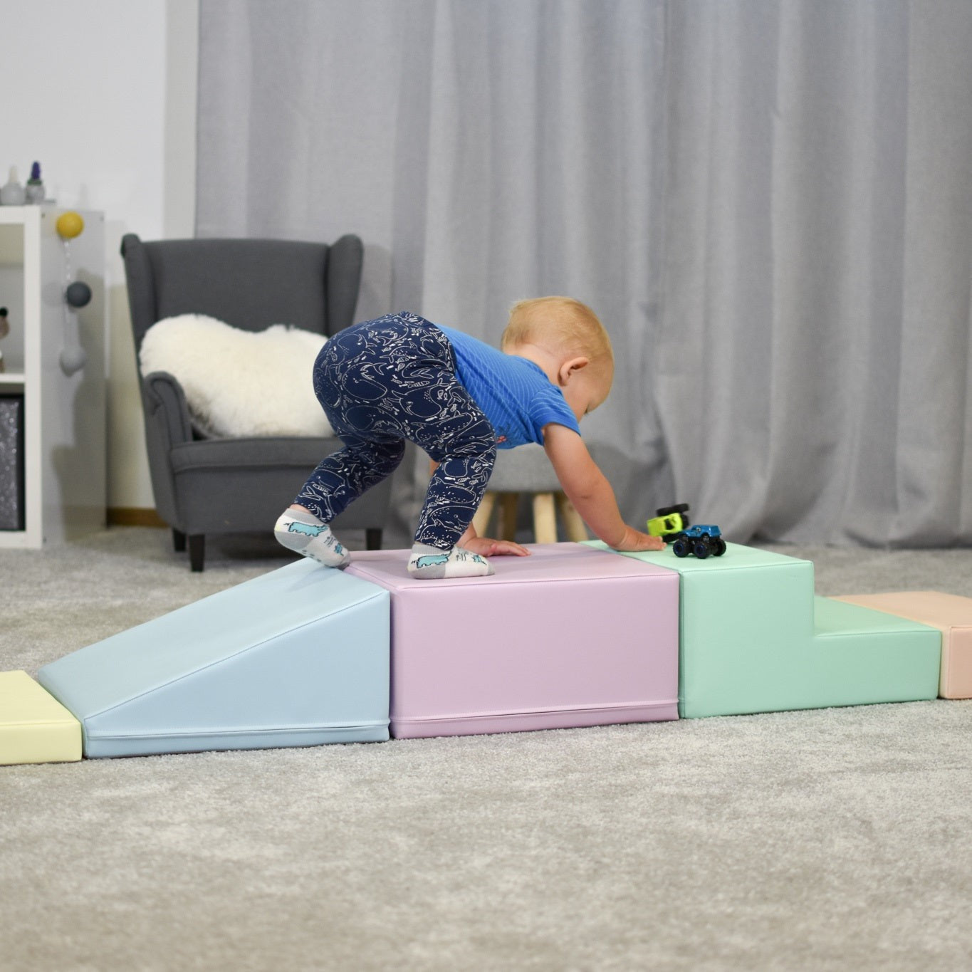 Soft Play Pastel Corner Climber Foam Block Set for Kids