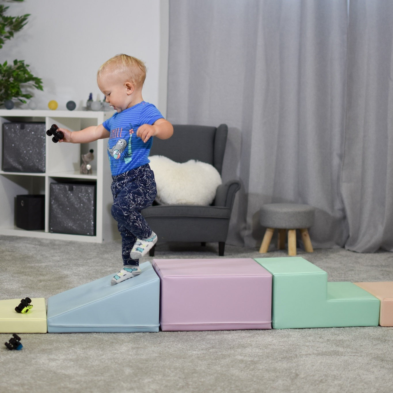 Soft Play Pastel Corner Climber Foam Block Set for Kids