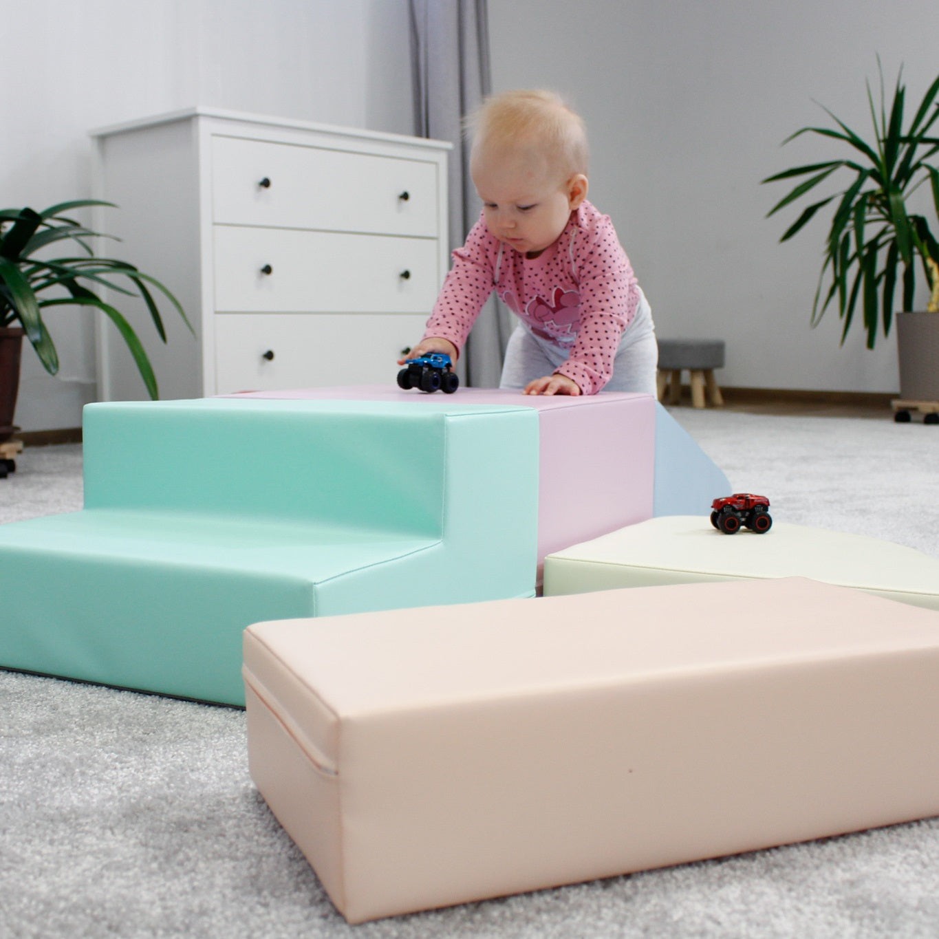 Soft Play Pastel Corner Climber Foam Block Set for Kids