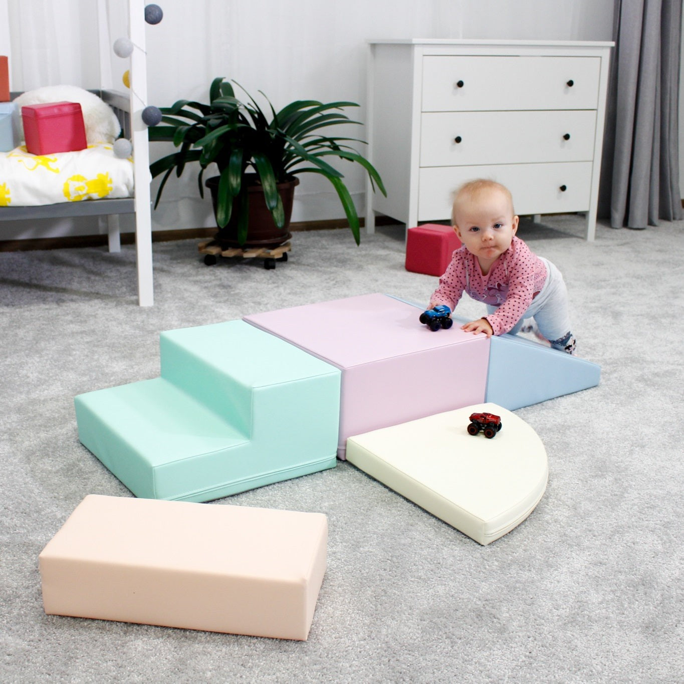 Soft Play Pastel Corner Climber Foam Block Set for Kids