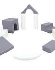 Soft Play Ten Foam Block Set Grey and White