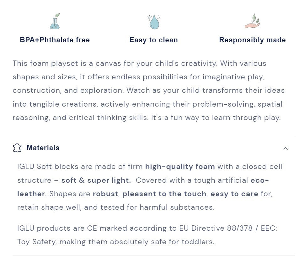 Soft Play Ten Foam Block Set Grey and White