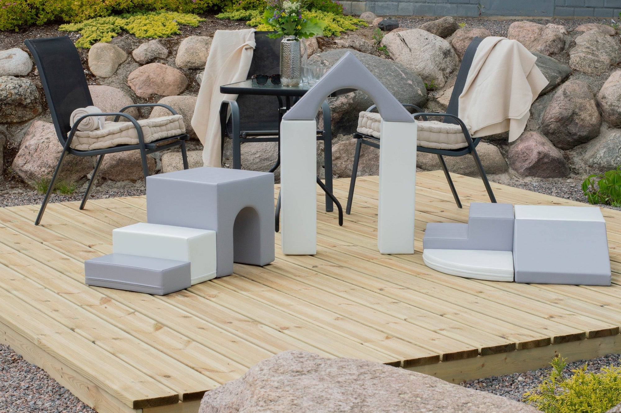 Soft Play Ten Foam Block Set Grey and White