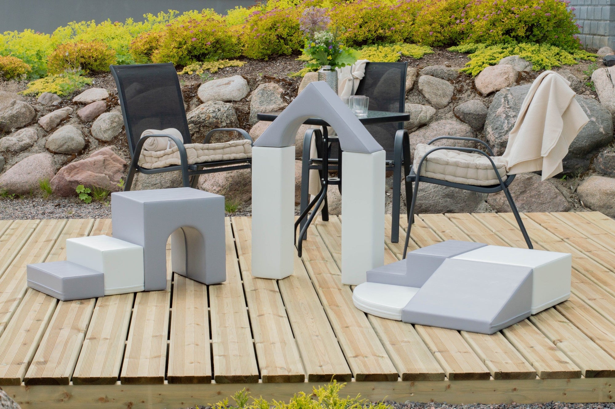 Soft Play Ten Foam Block Set Grey and White