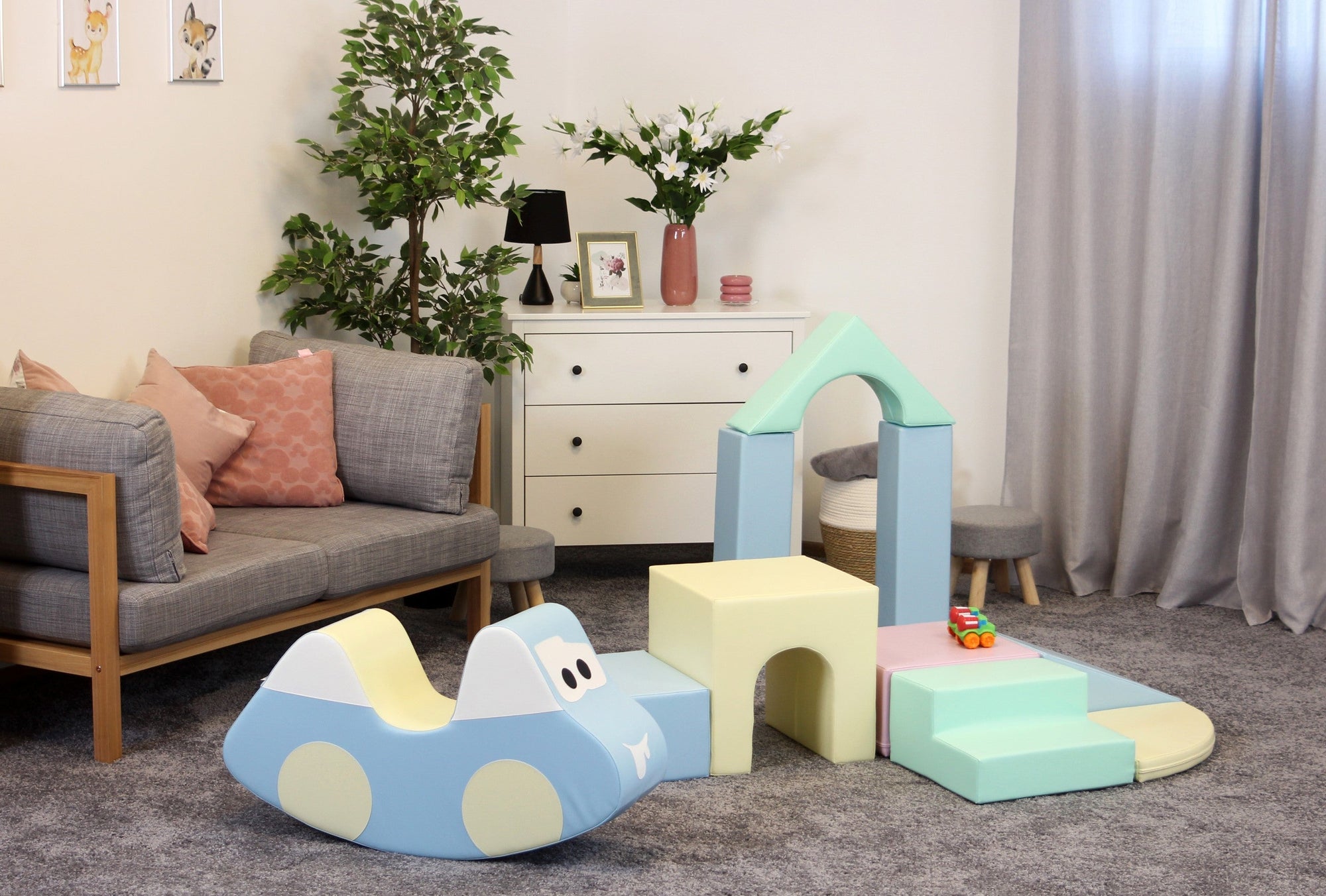 Soft Play Foam Block Set in Light Pastels