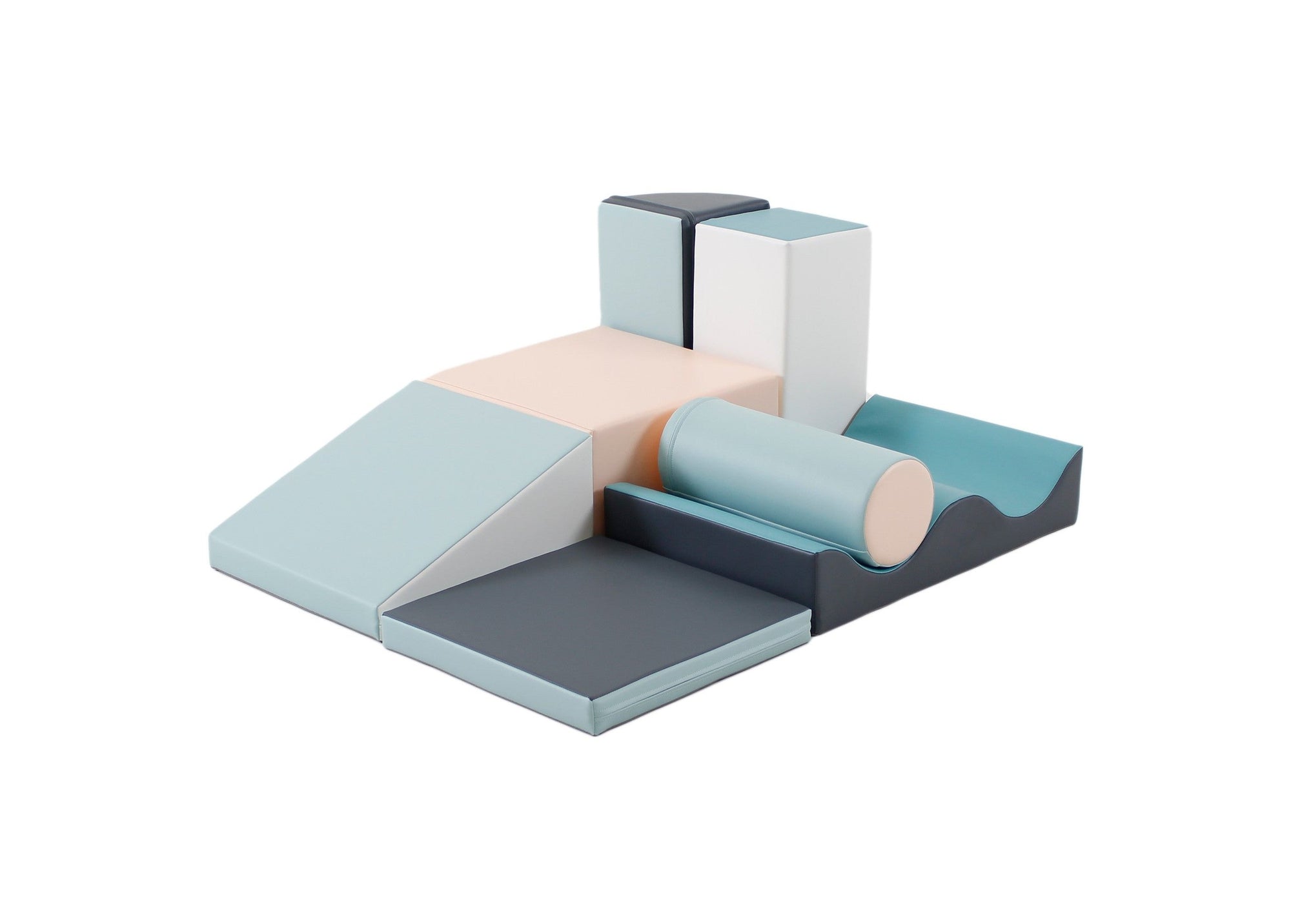 Seven Piece Soft Play Block Set in Light Pastels