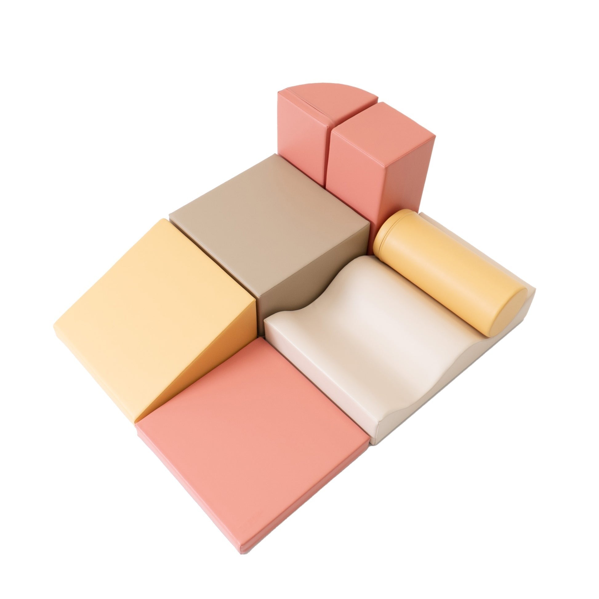 Seven Piece Soft Play Foam Block Set in Pastel Pink
