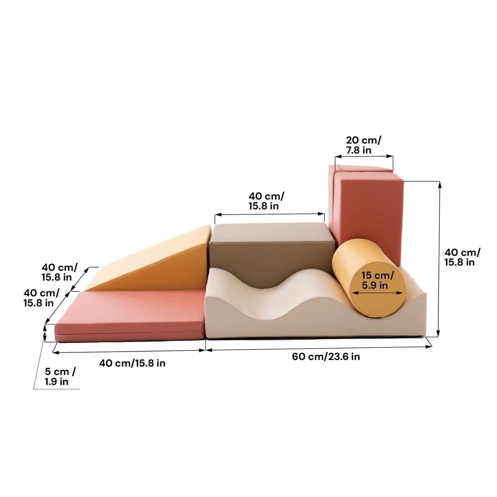 Seven Piece Soft Play Foam Block Set in Pastel Pink