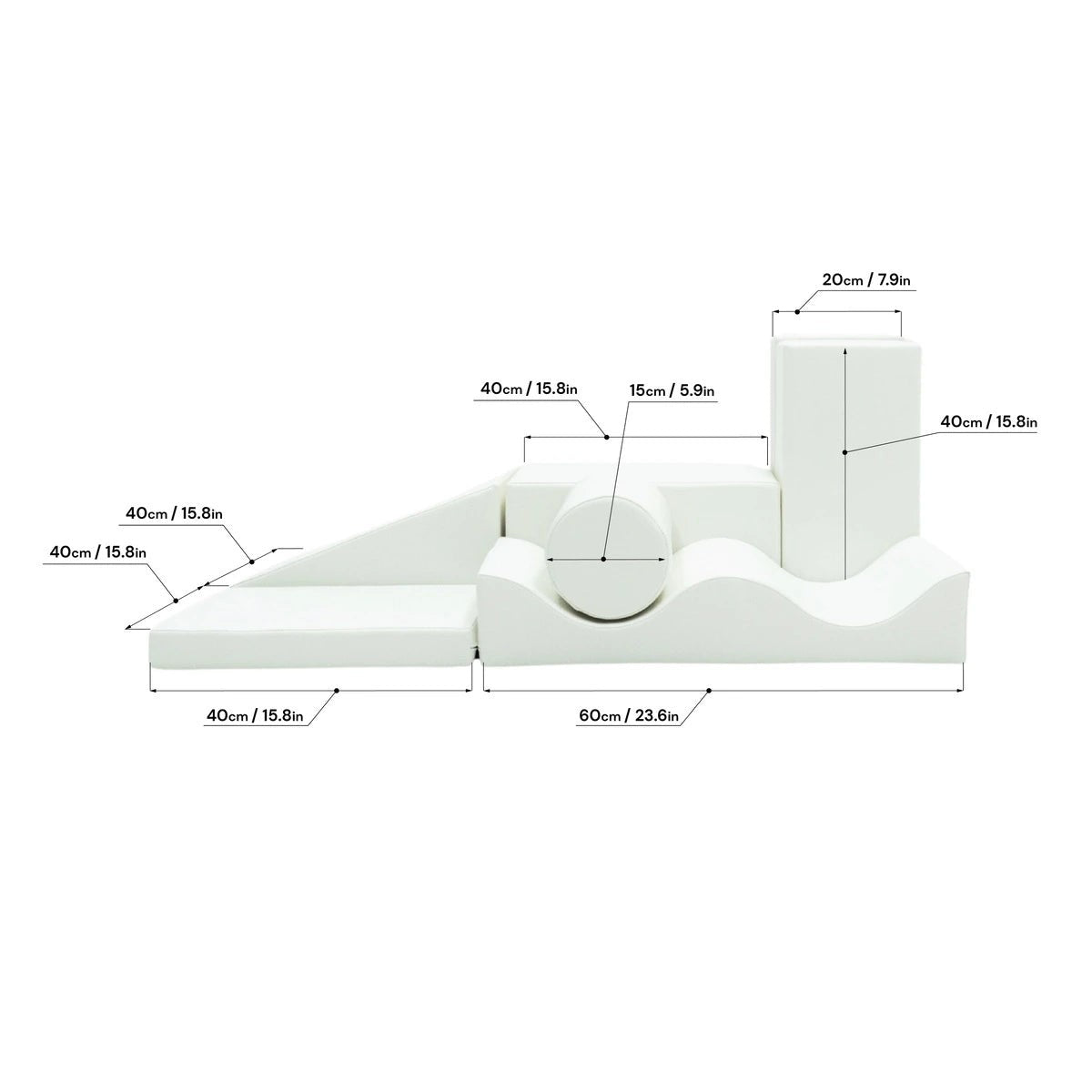 Soft Play Seven Foam Block Set in White