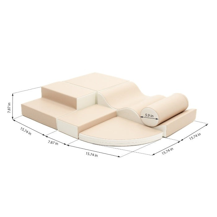 Soft Play Foam Block Set Six Piece Beige Explorer