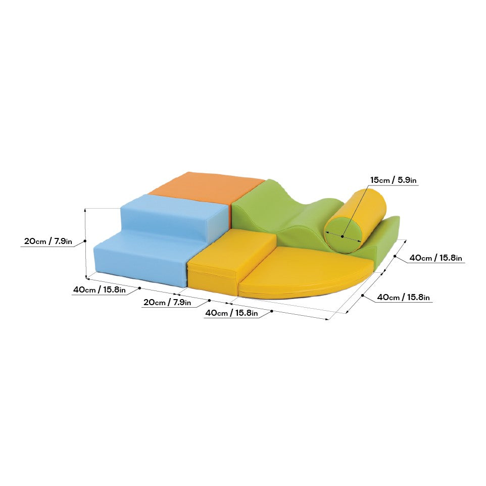 Soft Play 6 Foam Block Set in Light Multicolor