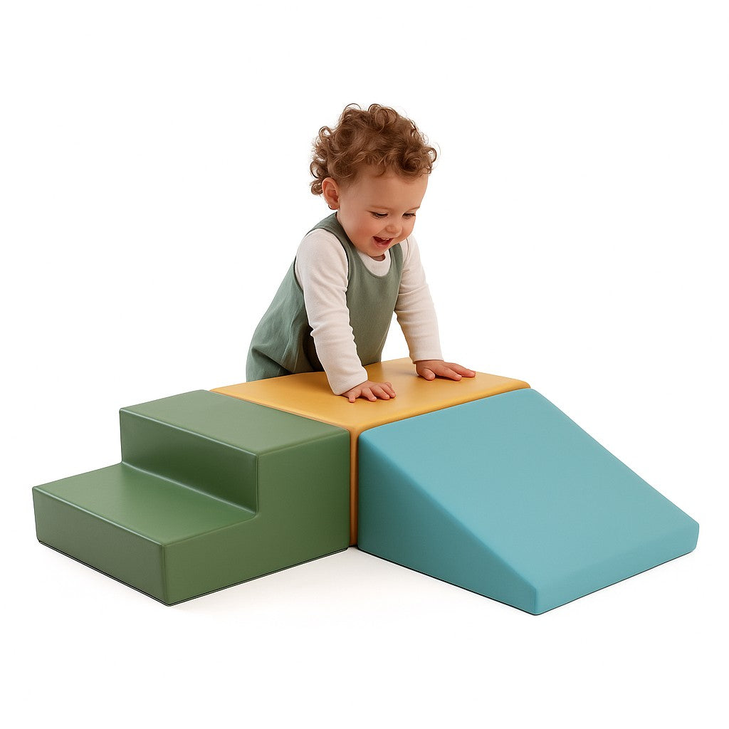 Mini Soft Play Climbing Block Set in Pastel Turquoise