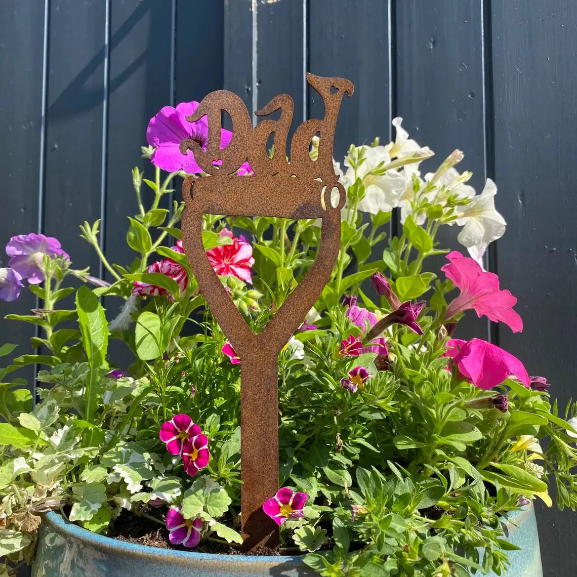 Rusty Metal Dad On A Spade Garden Decoration , Dad Remembrance Gift