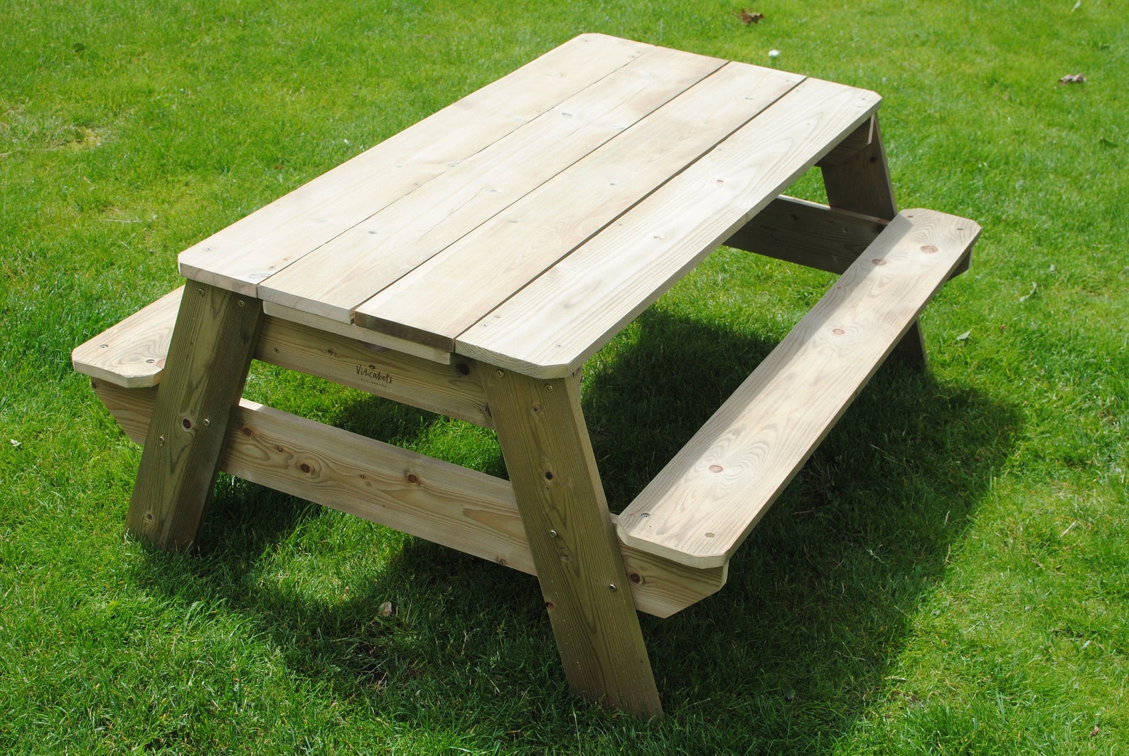 Premium 2-in-1 Sensory Play and Picnic Bench for Kids, Durable Pine Wood Outdoor Table with Removable Trays for Sand, Water, and Rice by Vincabel&#39;s Playground at brixbailey.com