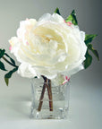 Real Touch Peony Arrangement in Glass Vase - 8"