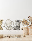 Baby Giraffe Lion Elephant Wall Sticker | Jungle Animal Nursery Decor