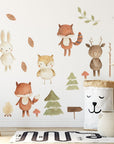 Forest Animals Nursery Wall Decal | Woodland Nursery Decal | Watercolor Bear, Deer, Owl, Fox, Rabbit Stickers | Peel and Stick Wall Decal