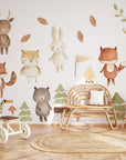Forest Animals Nursery Wall Decal | Woodland Nursery Decal | Watercolor Bear, Deer, Owl, Fox, Rabbit Stickers | Peel and Stick Wall Decal