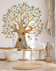 Fairy Tree House Wall Decal | Magical Wildflower Garden Floral and Fairy Wall Sticker - 3 Sizes Available