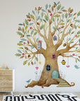 Fairy Tree House Wall Decal | Magical Wildflower Garden Floral and Fairy Wall Sticker - 3 Sizes Available