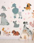 Cute Dog Wall Decals Set for Kids Room Nursery | Self-Adhesive Peel & Stick Dog Stickers