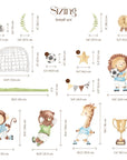 Watercolor Football Animals Nursery Wall Decals | Bear, Monkey, Giraffe, Lion Playing Soccer | Kids Room Decor | Peel and Stick Wall Art