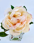 Peony Flower Arrangement in Glass Vase - 10"