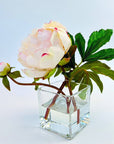Peony Flower Arrangement in Glass Vase - 10"